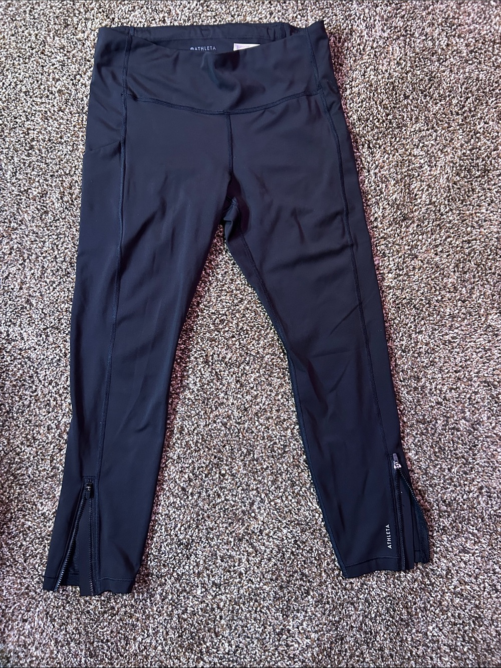 Athleta Black Performance Leggings with Ankle Zips